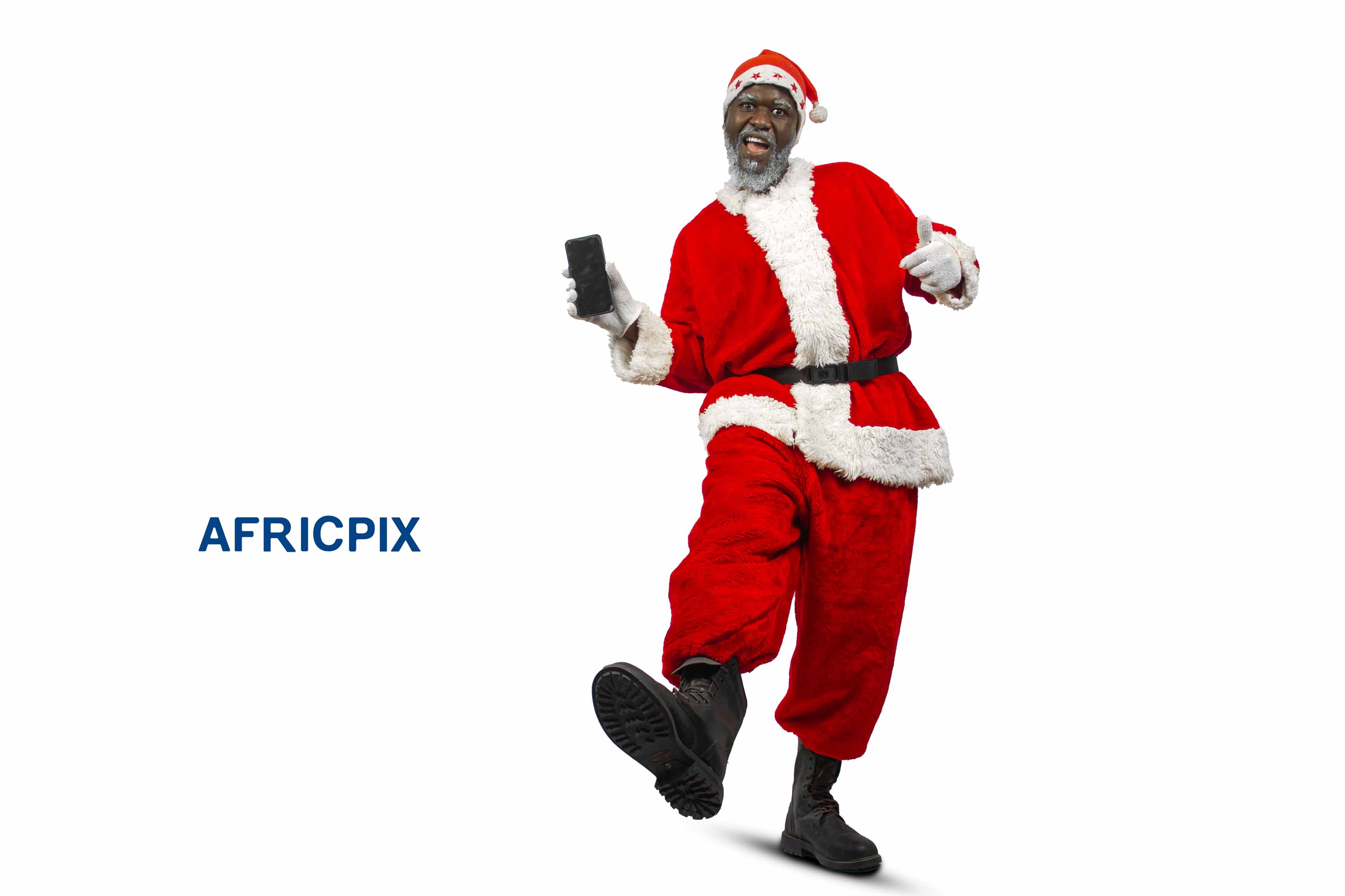 Santa Claus, also known as Father Christmas, joyfully dancing with one leg raised in excitement 3.jpg